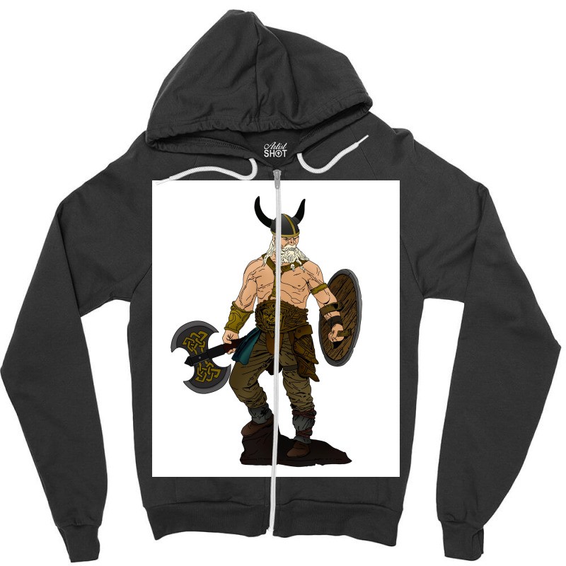 Shield And Axe As Good Gear For Bearded Viking Gift Idea For Hard Men Zipper Hoodie | Artistshot