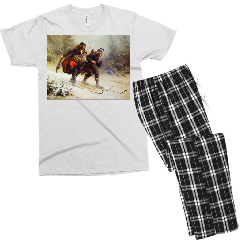 Skiing Birchlegs Crossing The Mountain With The Royal Child By Knud Be Men's T-shirt Pajama Set | Artistshot