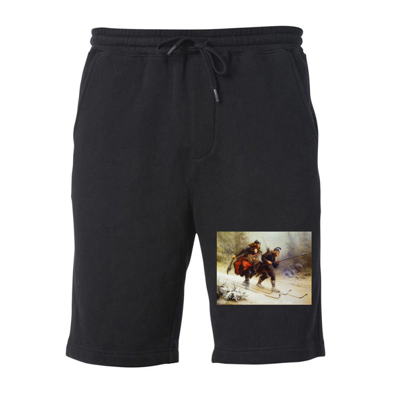 Skiing Birchlegs Crossing The Mountain With The Royal Child By Knud Be Fleece Short | Artistshot