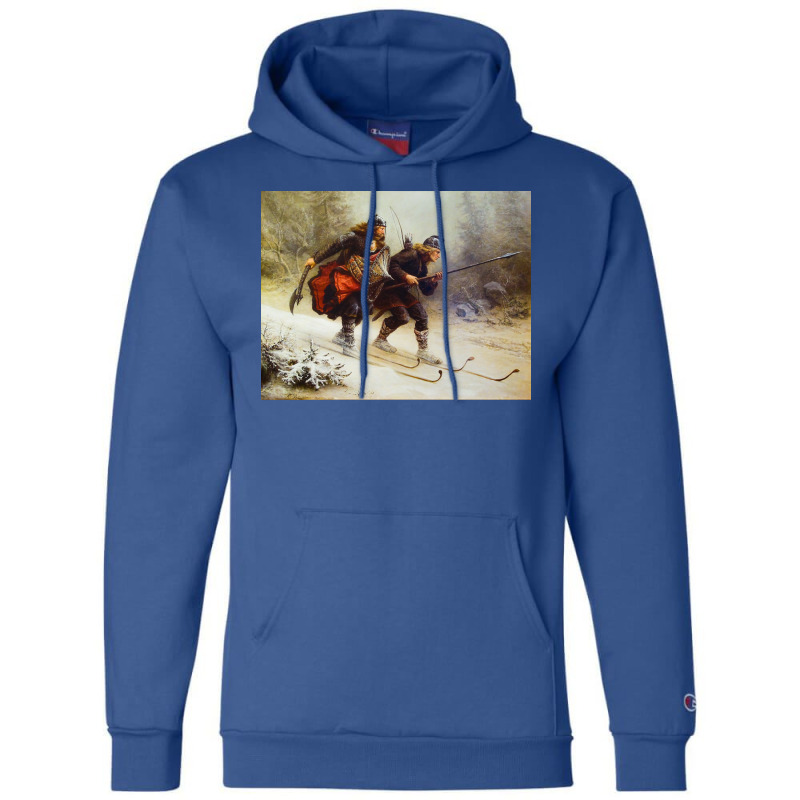 Skiing Birchlegs Crossing The Mountain With The Royal Child By Knud Be Champion Hoodie | Artistshot