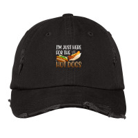 Im Just Here For The Hot Dogs Funny Fast Food Gift Sausages In Bun  1 Vintage Cap | Artistshot