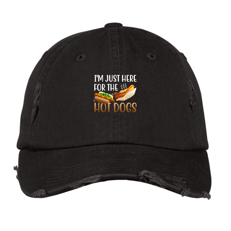 Im Just Here For The Hot Dogs Funny Fast Food Gift Sausages In Bun  1 Vintage Cap by CrystalWanda | Artistshot