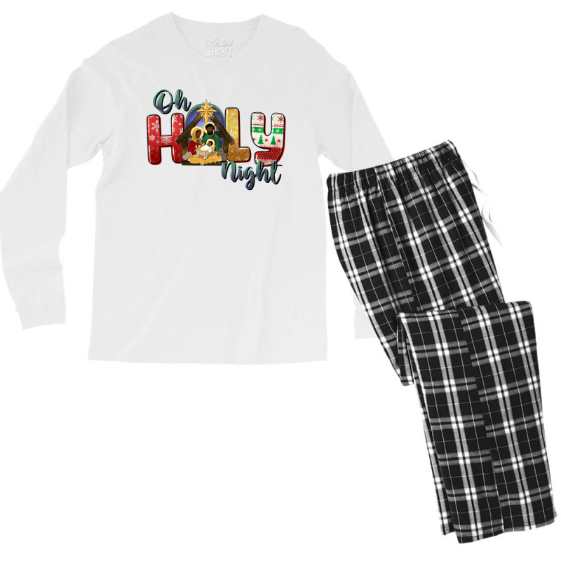 Oh Holy Night Black Holy Family Black Jesus Men's Long Sleeve Pajama Set | Artistshot