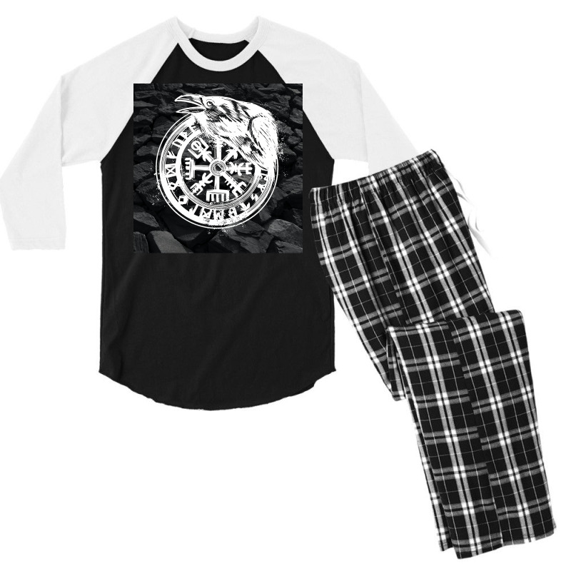 Vegvisir With Raven  Travel Men's 3/4 Sleeve Pajama Set | Artistshot