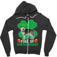 Full Of Shenanigans Alaskan Malamute Dog St Patrick's Day Zipper Hoodie | Artistshot