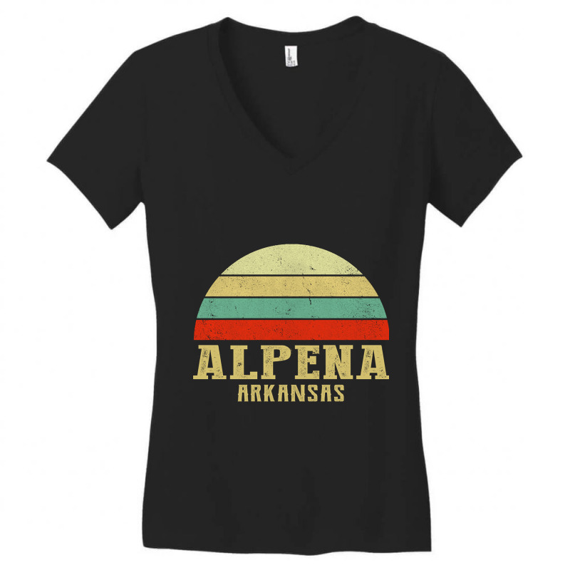 Alpena Arkansas Vintage Retro Sunset Women's V-Neck T-Shirt by ternacanuda | Artistshot