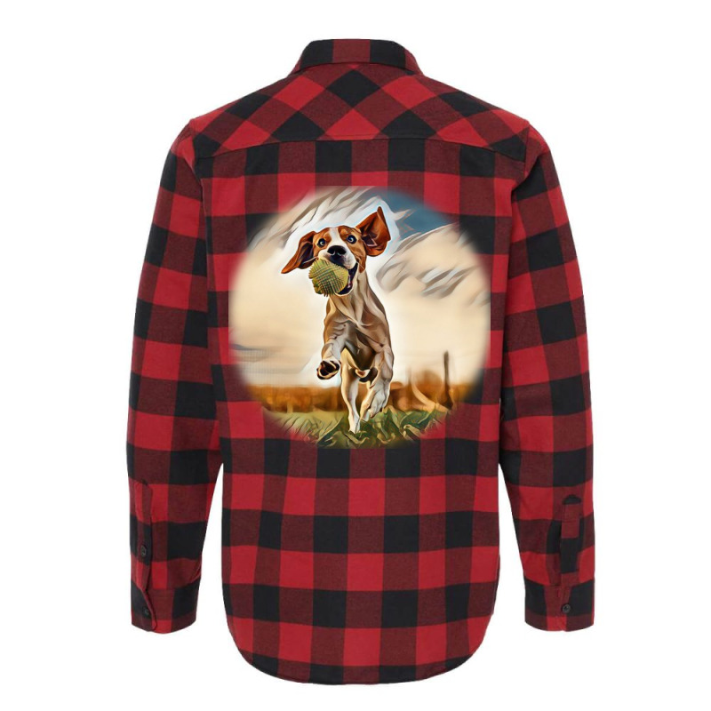 Beagle Dog Fun In Garden Outdors Run And Jump With Ball Towards Camer Flannel Shirt | Artistshot