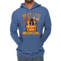 Happy Fall Y'all English Springer Spaniel Dog Truck Pumpkin T Shirt Lightweight Hoodie | Artistshot