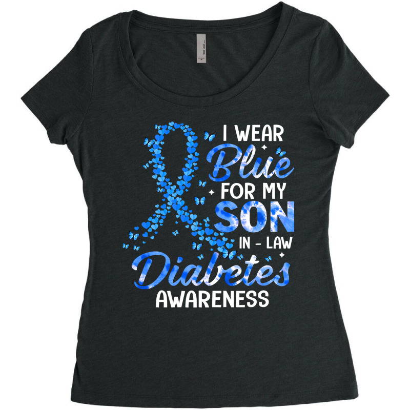 Diabetes Diabetic I Wear Blue For Son In Law Diabetes Awareness Family Women's Triblend Scoop T-shirt by JESSICAMARTINA | Artistshot