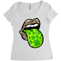 Leopard Lip Bite Shamrock Clover Cool St Patricks Day T Shirt Women's Triblend Scoop T-shirt | Artistshot