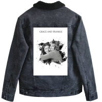 Grace And Frankie Black And White Poster 80s (1) Unisex Sherpa-lined Denim Jacket | Artistshot