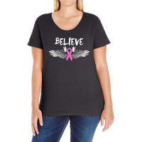 Believe Breast Cancer Angel Wing For Dark Ladies Curvy T-shirt | Artistshot