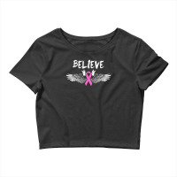 Believe Breast Cancer Angel Wing For Dark Crop Top | Artistshot