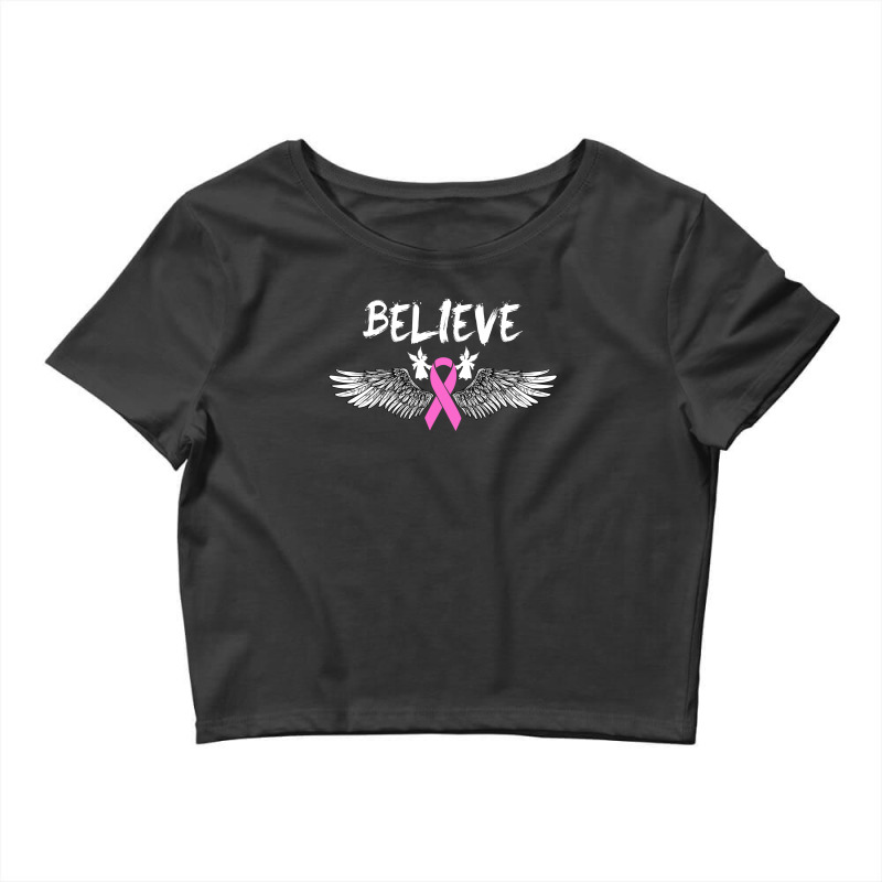 Believe Breast Cancer Angel Wing For Dark Crop Top by autlu2024 | Artistshot