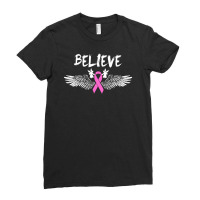 Believe Breast Cancer Angel Wing For Dark Ladies Fitted T-shirt | Artistshot