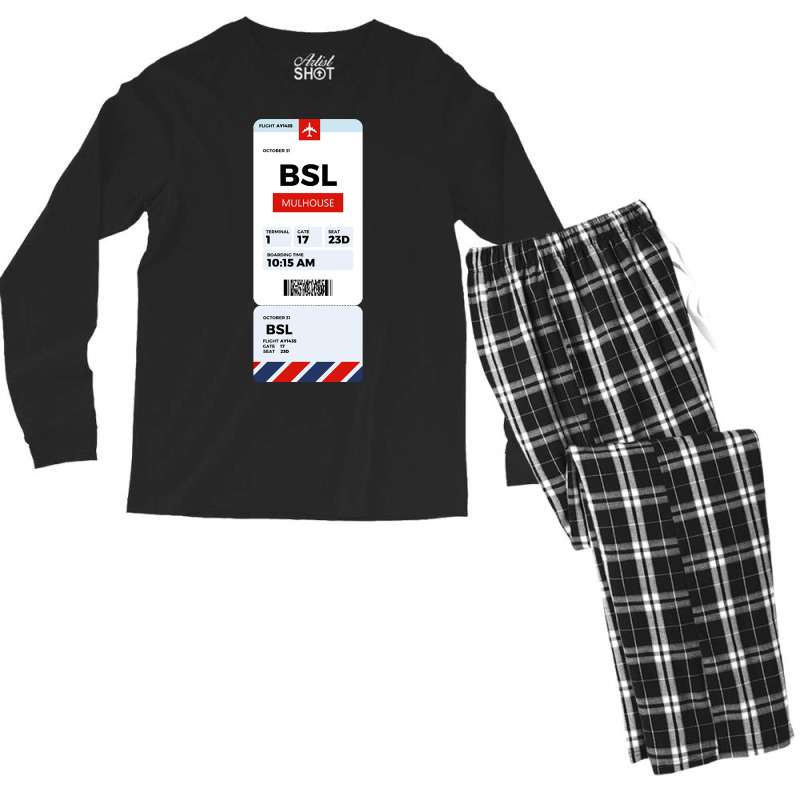 Mulhouse Boarding Pass Men's Long Sleeve Pajama Set | Artistshot