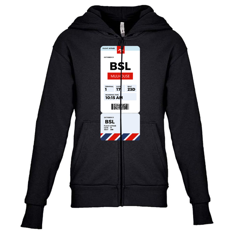 Mulhouse Boarding Pass Youth Zipper Hoodie | Artistshot