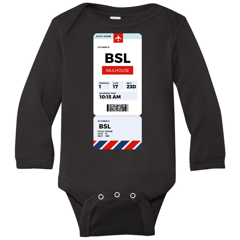 Mulhouse Boarding Pass Long Sleeve Baby Bodysuit | Artistshot