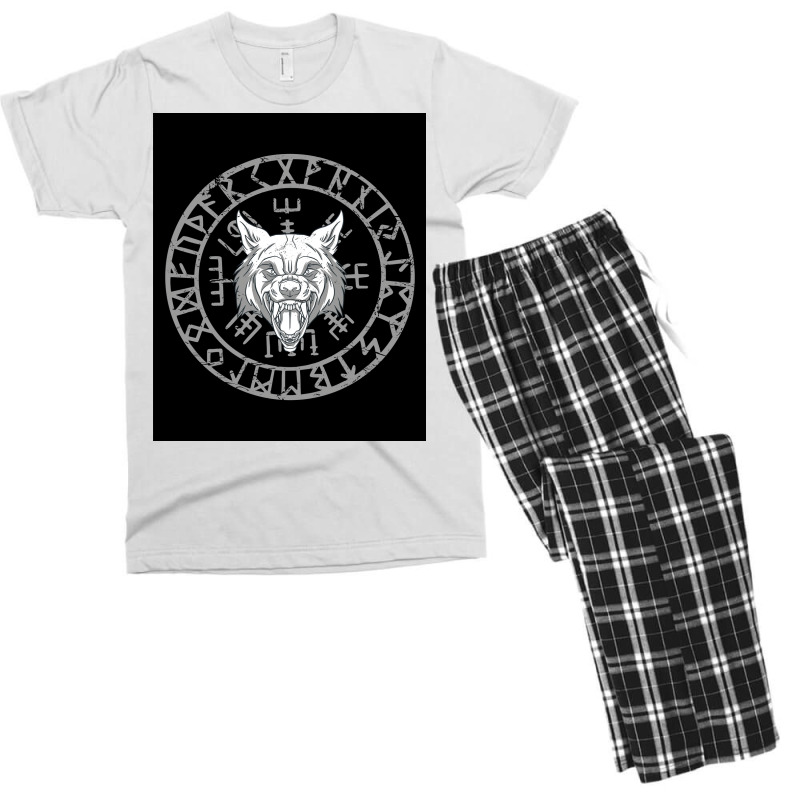 Wolf With Runes Viking Wolf Head  Boy Boy Men's T-shirt Pajama Set | Artistshot