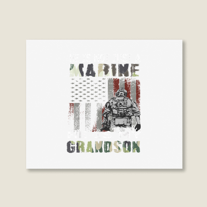 Proud Of My Grandson Is A Marine Shirt Proud Grandma Grandpa T Shirt Landscape Canvas Print | Artistshot