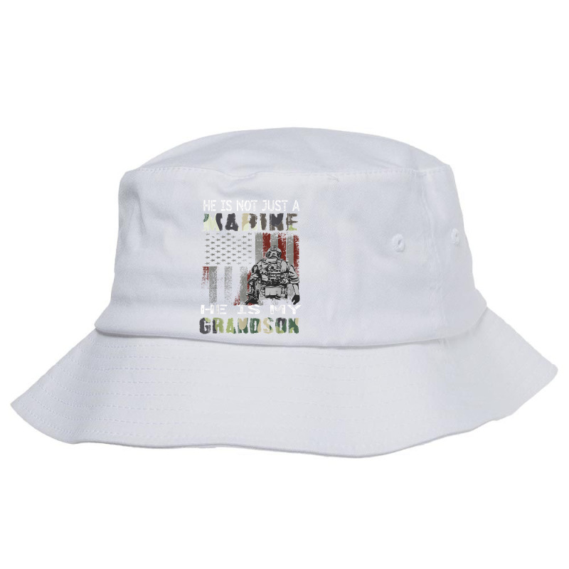 Proud Of My Grandson Is A Marine Shirt Proud Grandma Grandpa T Shirt Bucket Hat | Artistshot