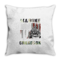 Proud Of My Grandson Is A Marine Shirt Proud Grandma Grandpa T Shirt Throw Pillow | Artistshot