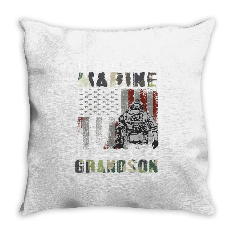 Proud Of My Grandson Is A Marine Shirt Proud Grandma Grandpa T Shirt Throw Pillow | Artistshot