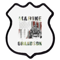 Proud Of My Grandson Is A Marine Shirt Proud Grandma Grandpa T Shirt Shield Patch | Artistshot