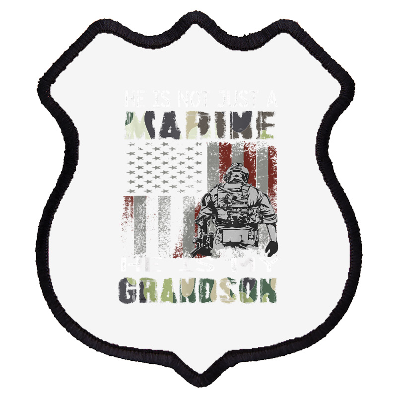 Proud Of My Grandson Is A Marine Shirt Proud Grandma Grandpa T Shirt Shield Patch | Artistshot