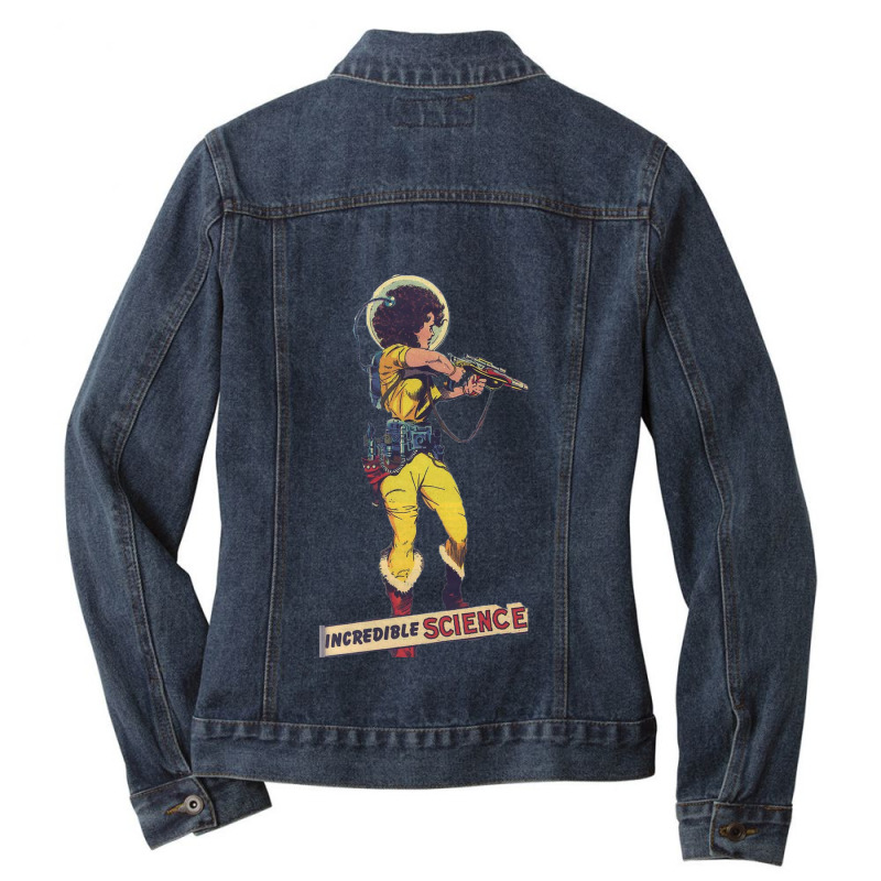 Incredible Science Female Astronaut Ladies Denim Jacket by SandraDelpha | Artistshot