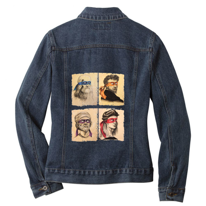 Funny Italian Artists Turtles Art Lovers Gift Renaissance Ninja Artist Ladies Denim Jacket by PatrickDougherty | Artistshot