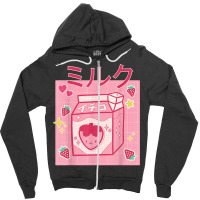 Retro 90's Japanese Kawaii Strawberry Milk Milkshake Carton T Shirt Zipper Hoodie | Artistshot