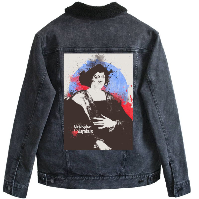 Christopher Columbus In Painting Art Unisex Sherpa-lined Denim Jacket | Artistshot