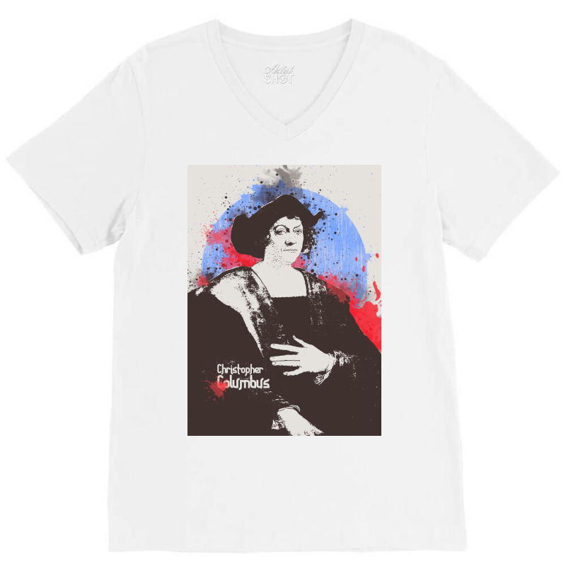 Christopher Columbus In Painting Art V-neck Tee | Artistshot