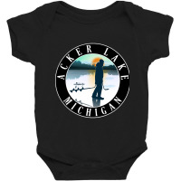 Acker Lake Ice Fishing Michigan Sunset Baby Bodysuit | Artistshot