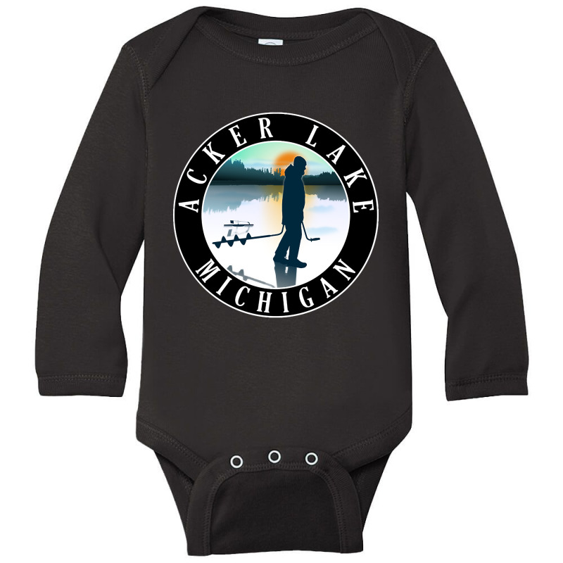 Acker Lake Ice Fishing Michigan Sunset Long Sleeve Baby Bodysuit | Artistshot