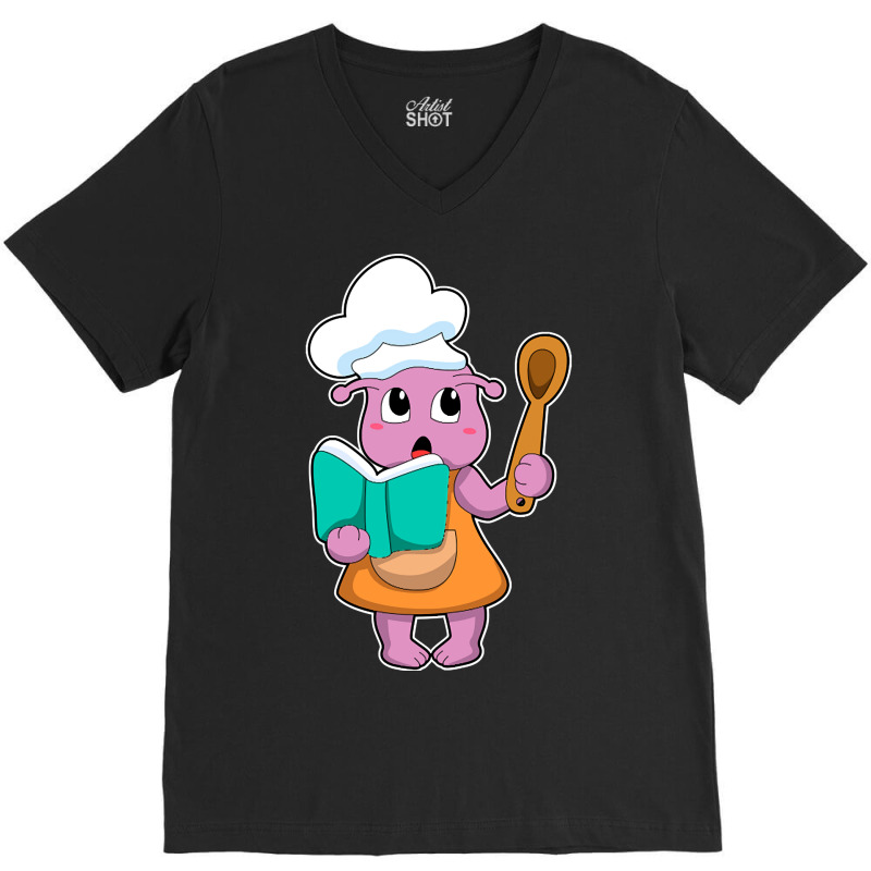 Alien As Cook With Cookbook V-Neck Tee by resaleberries875 | Artistshot