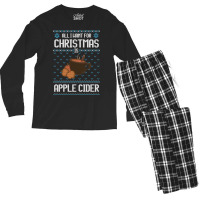 All I Want For Christmas Is Apple Cider - Ugly Xmas Sweater For Apple Men's Long Sleeve Pajama Set | Artistshot