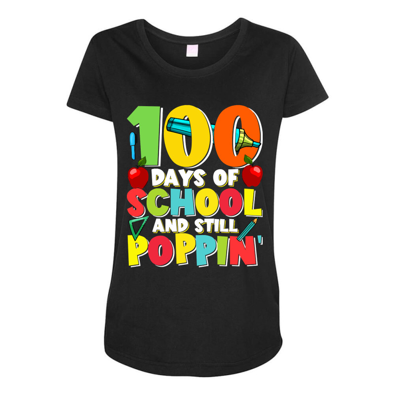 Kids100 Days Of School And Still Poppin Maternity Scoop Neck T-shirt by gaugebayou45 | Artistshot