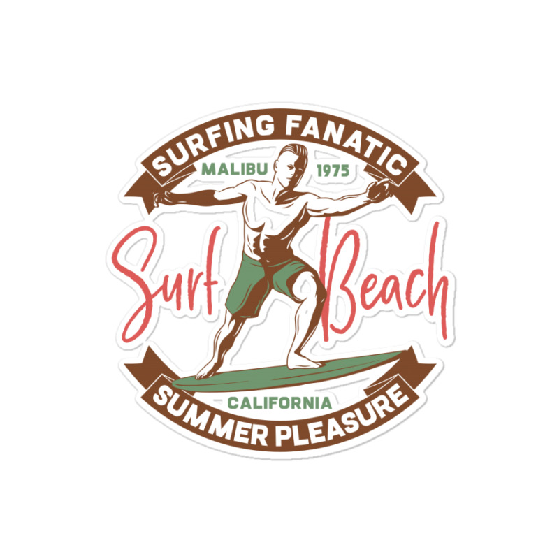 Surfing Fanatic Beach Sticker | Artistshot