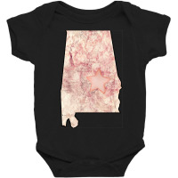 Alabama State Map Pink Grunge Design Baby Bodysuit | Artistshot