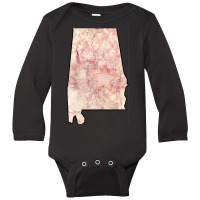 Alabama State Map Pink Grunge Design Long Sleeve Baby Bodysuit | Artistshot