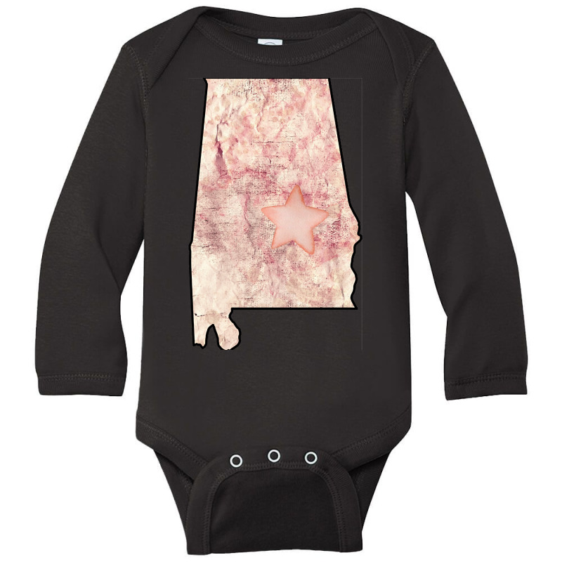 Alabama State Map Pink Grunge Design Long Sleeve Baby Bodysuit by Binzdodi | Artistshot