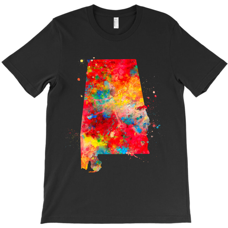 Alabama State Watercolor Map Painting - Red T-shirt | Artistshot