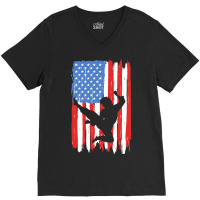 American Flag Kung Fu Graphic V-neck Tee | Artistshot