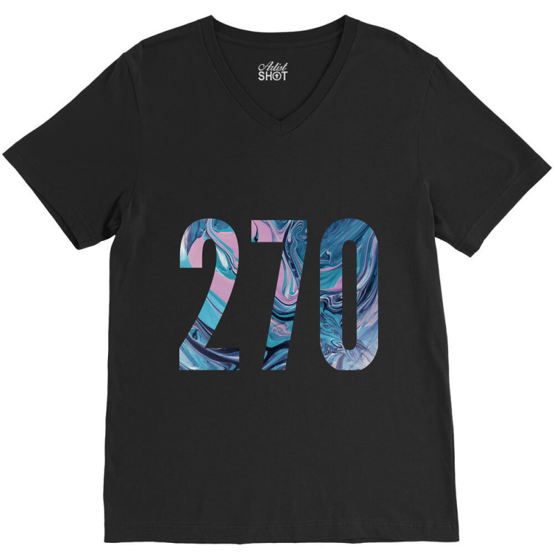 270 Area Code Zip Code Location Teal Blue Purple V-Neck Tee by sausagefencing57 | Artistshot