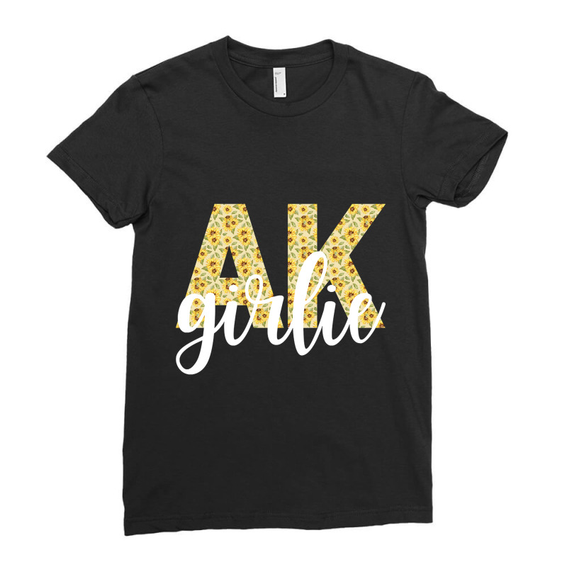 Alaska Ak Girlie Cute Sunflower Home State Abbreviation Hometown Ladies Fitted T-Shirt by stumbledfeatures425 | Artistshot