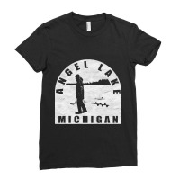 Angel Lake Ice Fishing Michigan Ladies Fitted T-shirt | Artistshot