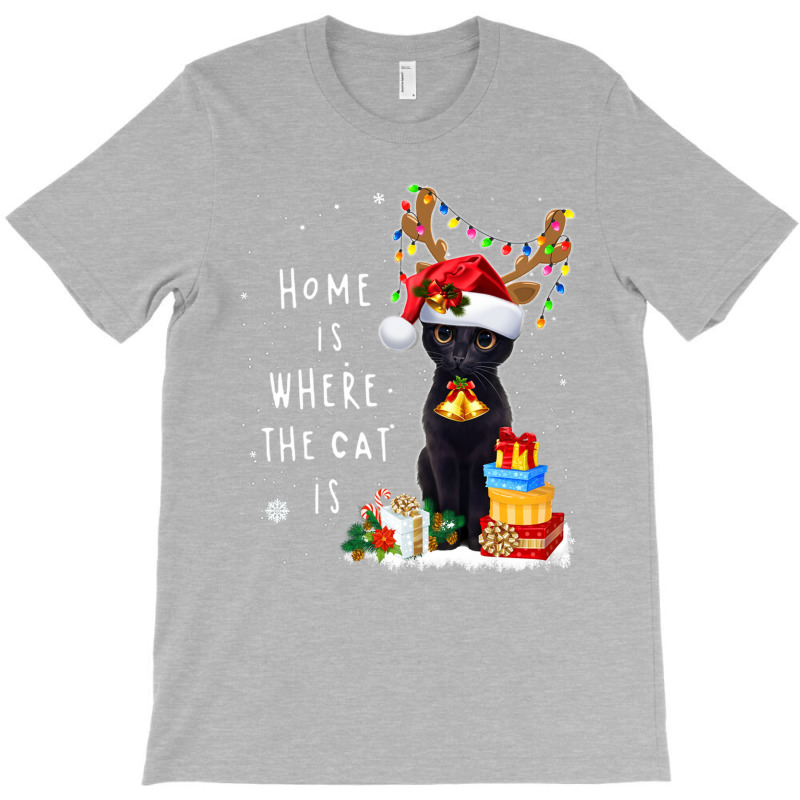 Black Cat Home Is Where The Cat Is Christmas Kitty Kitten T-shirt | Artistshot