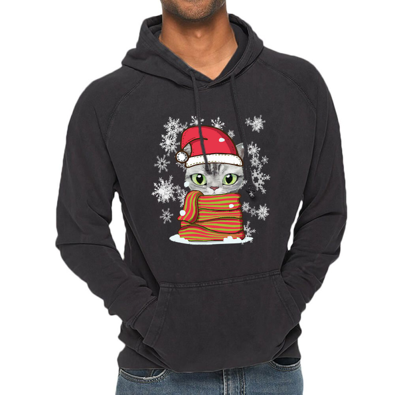 Cat Christmas Lovely Cat Christmas Vintage Hoodie | Artistshot